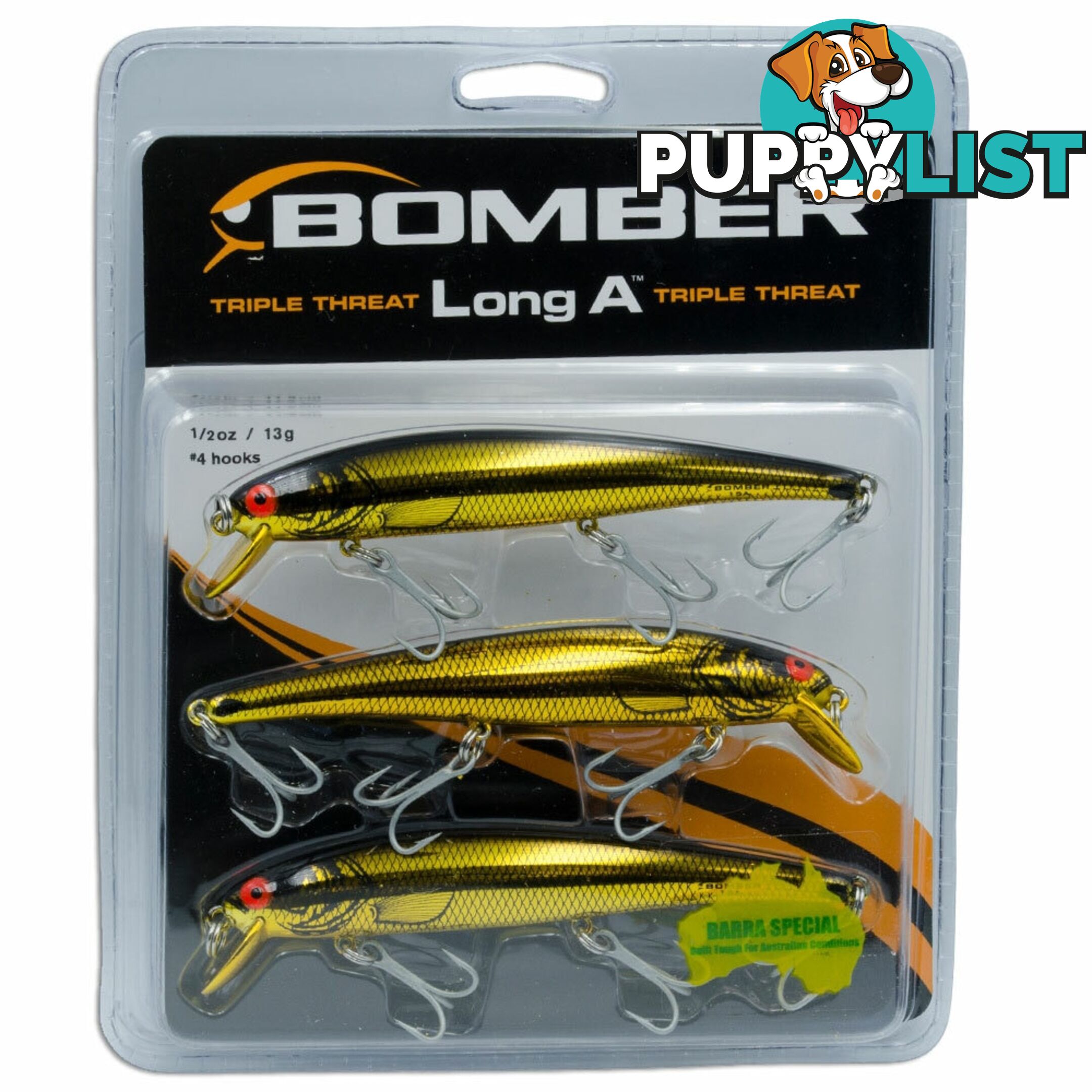 Gold Bomber 3pc Lure Pack - Long A Triple Threat - 06P7 - Bomber Lures - 032256246741