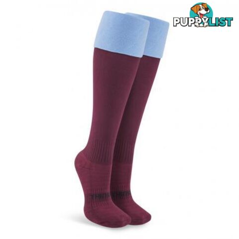 Thinskins Fine Knit Football Socks - Maroon/SKY Top - THINSKINS