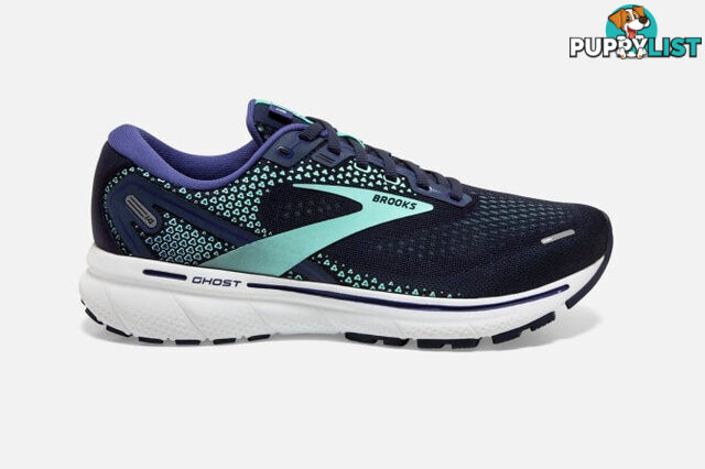 Brooks Womens Ghost 14 B Running Shoe - Navy - BROOKS