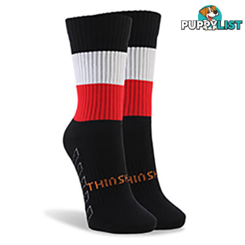 Thinskins Short Fine Knit Football Socks - Black/White Red Hoops - THINSKINS - 9318317200497