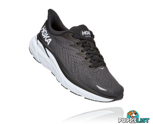 Hoka Womens Clifton 8 Running Shoe - Black/White - HOKA