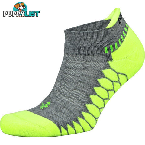 Balega Silver Ankle Sock - Mid Grey/Neon Lime - BALEGA - 874943001536