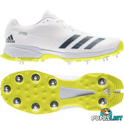 Adidas Adizero 22 Yards Senior Cricket Shoe - White lSize 10 - ADIDAS