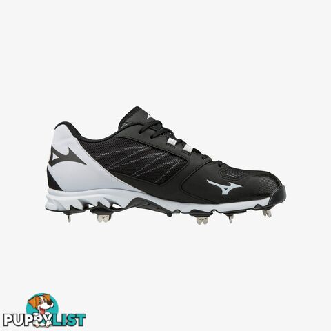 Mizuno 9-Spike Ambition 2 Metal Adult Baseball/Softball Cleat - Black/White - MIZUNO - 9342556355946