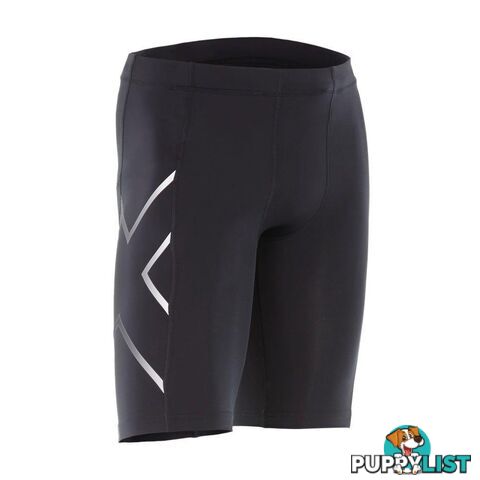 2XU Mens Core Compression Shorts - Black/Silver - 2XU - 9336340559351