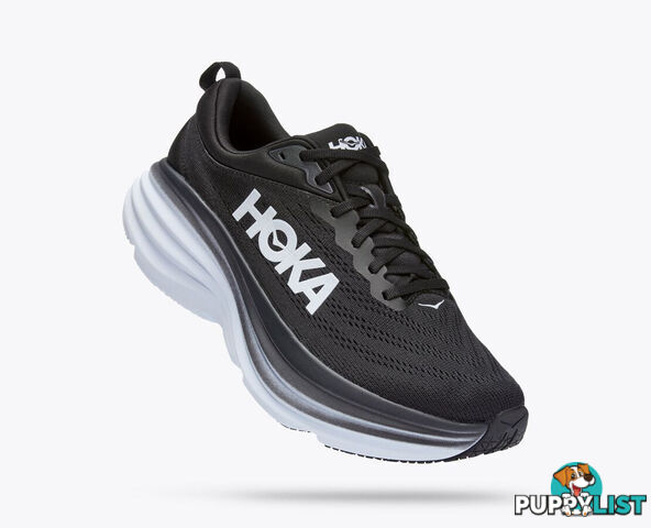 Hoka Bondi 8 Wide Mens Running Shoe - Black/White - HOKA