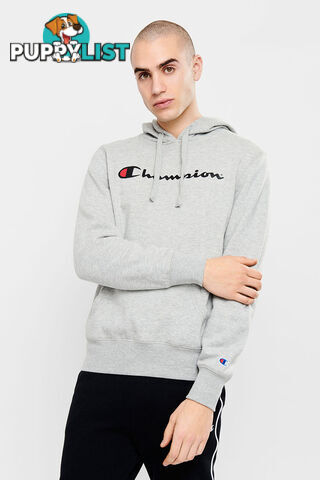 Champion Mens Script Hoodie - Grey - CHAMPION - 9351950113076