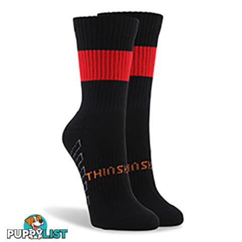 Thinskins Short Fine Knit Football Socks - Black/Red Hoops - THINSKINS - 9318317200619