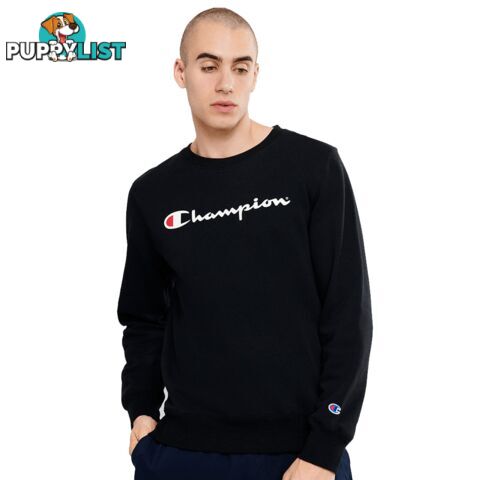 Champion Mens Script Crew - Black - CHAMPION - 9351950112819