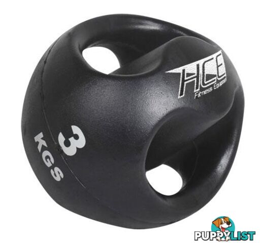 HCE Double Grip 3Kg Medicine Ball-Black - HCE - 2200001557765