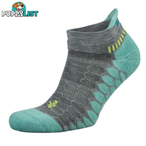 Balega Silver Ankle Sock - Mid Grey/Aqua - BALEGA - 874943001390