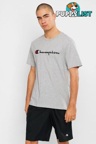 Champion Mens Script SS Tee - Grey - CHAMPION - 9352762694678