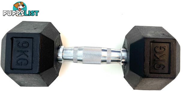 VEO Rubber Hex Dumbbell 9KG - VEO