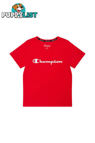 Champion Kids Script SS Tee - Red - CHAMPION