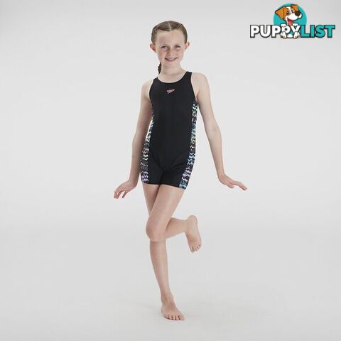 Speedo Girls Printed Leaderback Legsuit - SPEEDO