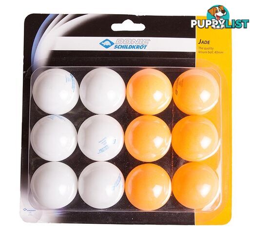 Donic 12 Pack Jade 40mm Table Tennis Balls - White/Orange - DONIC - 4000885081473