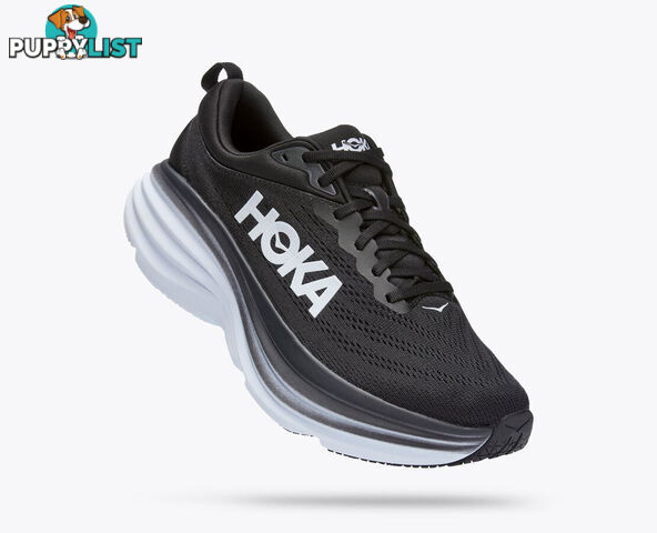 Hoka Bondi 8 Wide Mens Running Shoe - Black/White - HOKA