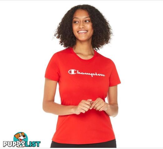 Champion Womens Script SS Tee - Red - CHAMPION