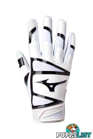 Mizuno F-257 Baseball/Softball Batting Gloves - White/Black - MIZUNO