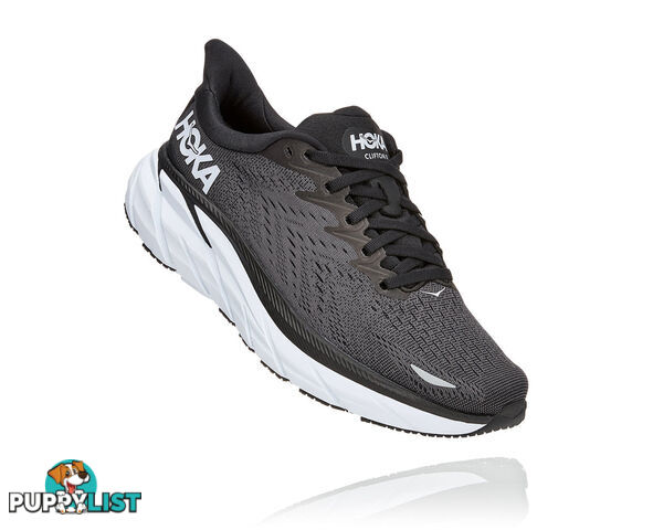 Hoka Womens Clifton 8 Running Shoe - Black/White - HOKA