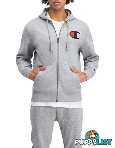 Champion Mens C Logo Zip Hoodie - Grey - CHAMPION