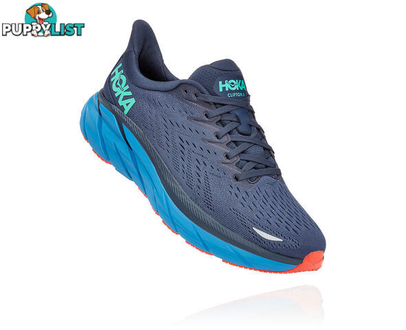 Hoka Mens Clifton 8 Running Shoe - Outer Space/Vallarta Blue - HOKA