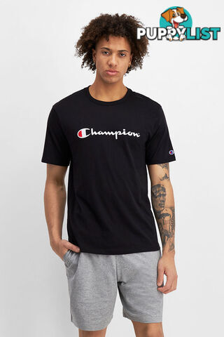 Champion Mens Script SS Tee - Black - CHAMPION