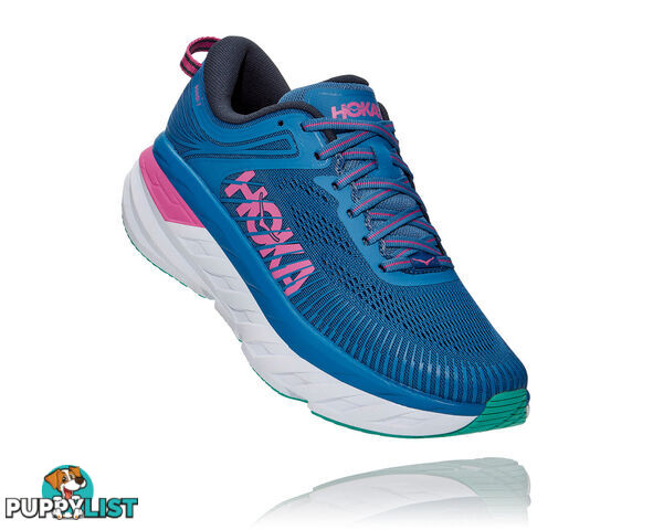 Hoka Womens Bondi 7 Running Shoe - Vallarta Blue/Phlox Pink - HOKA