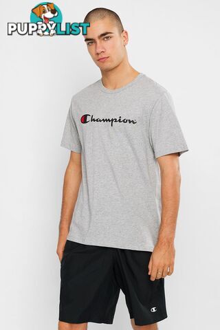 Champion Mens Script SS Tee - Grey - CHAMPION - 9352762694647