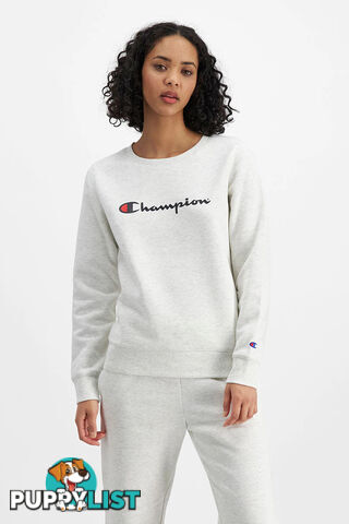 Champion Womens Script Crew - Light Snow Marle - CHAMPION