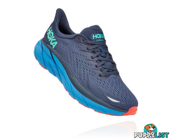 Hoka Mens Clifton 8 Running Shoe - Outer Space/Vallarta Blue - HOKA