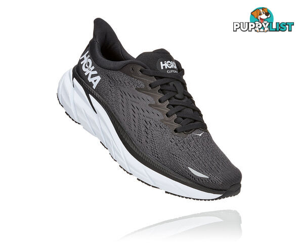 Hoka Womens Clifton 8 Running Shoe - Black/White - HOKA