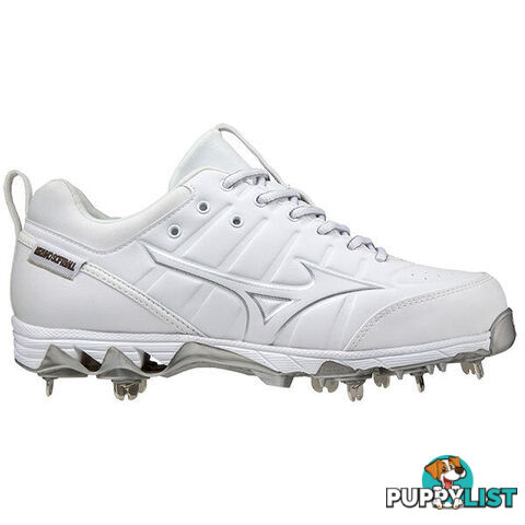 Mizuno 9-Spike Swift 7 Metal Adult Baseball/Softball Cleat - White/White - MIZUNO - 9342556356011