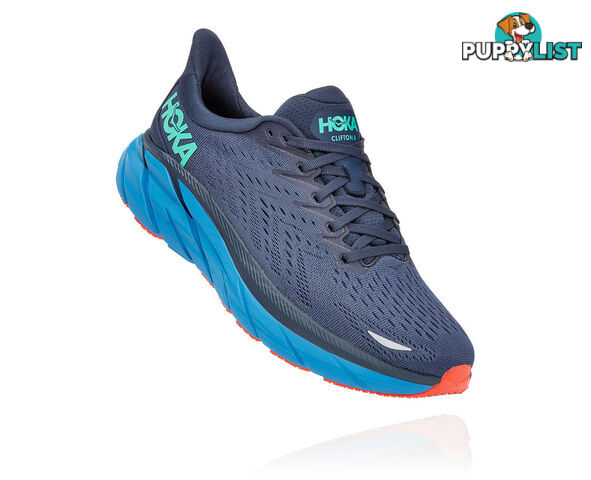 Hoka Mens Clifton 8 Running Shoe - Outer Space/Vallarta Blue - HOKA