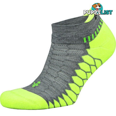 Balega Silver Ankle Sock - Mid Grey/Neon Lime - BALEGA - 874943001550