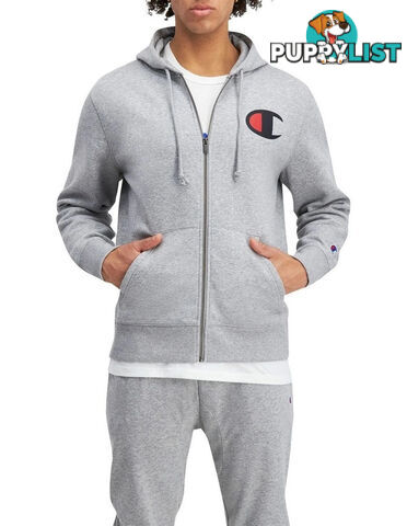 Champion Mens C Logo Zip Hoodie - Grey - CHAMPION