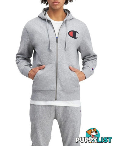 Champion Mens C Logo Zip Hoodie - Grey - CHAMPION