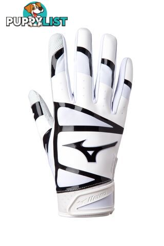 Mizuno F-257 Baseball/Softball Batting Gloves - White/Black - MIZUNO