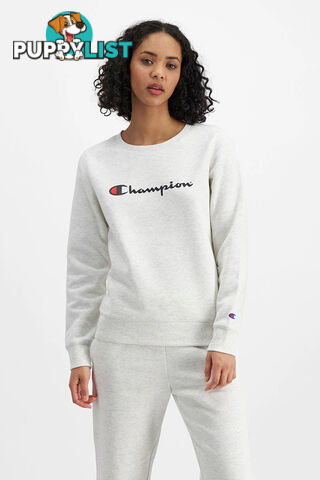 Champion Womens Script Crew - Light Snow Marle - CHAMPION