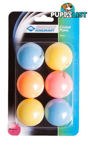 Donic Jade 6 Pack Table Tennis Balls - Colour Popps - DONIC - 4000885490152