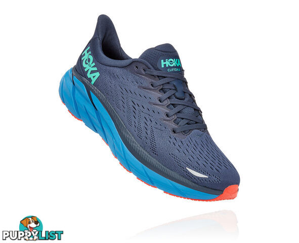 Hoka Mens Clifton 8 Running Shoe - Outer Space/Vallarta Blue - HOKA