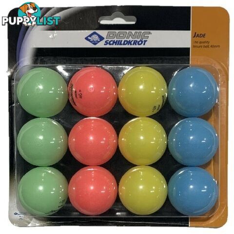 Donic 12 Pack Jade 40mm Table Tennis Balls - Colour Mix - DONIC - 4000885484533