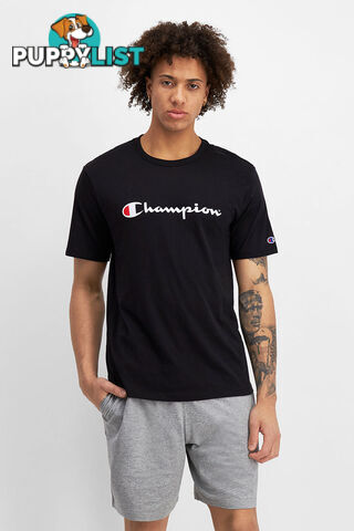 Champion Mens Script SS Tee - Black - CHAMPION