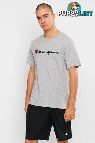 Champion Mens Script SS Tee - Grey - CHAMPION - 9352762694630