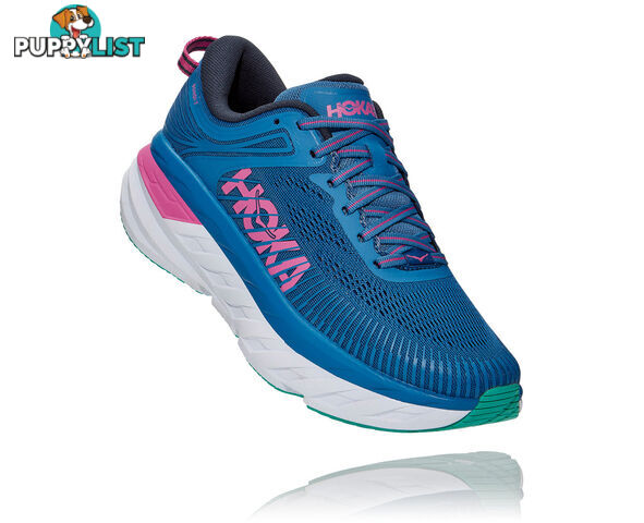 Hoka Womens Bondi 7 Running Shoe - Vallarta Blue/Phlox Pink - HOKA