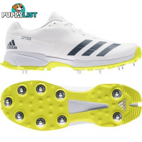 Adidas Adizero 22 Yards Senior Cricket Shoe - White lSize 12 - ADIDAS