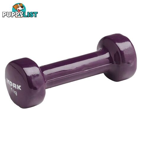 York PVC 1Kg Dipped Dumbbell - Purple - YORK