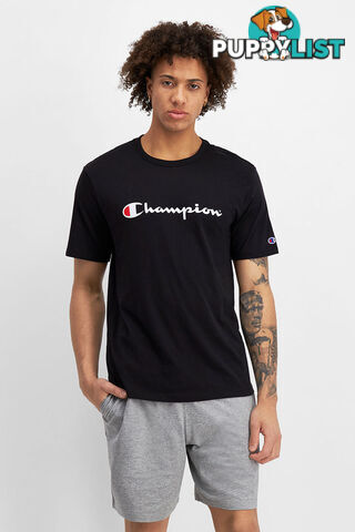 Champion Mens Script SS Tee - Black - CHAMPION