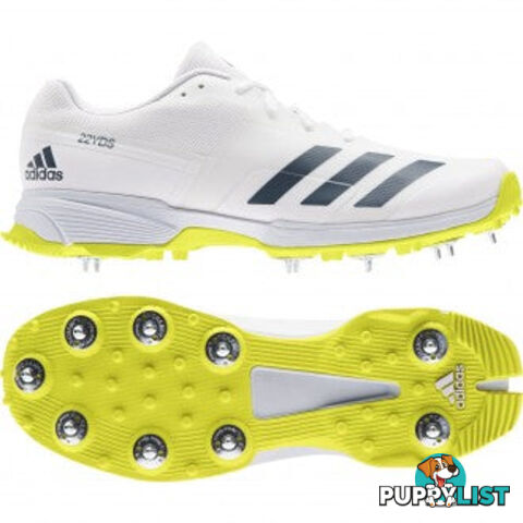 Adidas Adizero 22 Yards Senior Cricket Shoe - White lSize 11 - ADIDAS