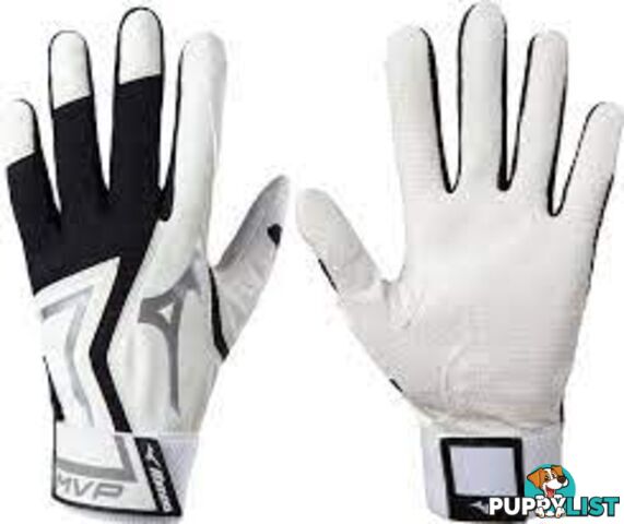 Mizuno MVP Youth Baseball Batting Gloves - Black - MIZUNO